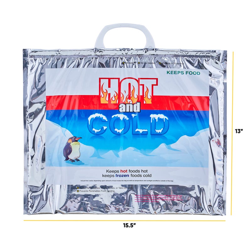 Superio Hot and Cold Insulated Bags for Food Delivery, Grocery Shopping Bags, Food Storage for Hot and Frozen Food for Travel, Disposable Cooler Bag, Reinforced Thermal Lunch Bag (1, 15.5"x13") - Image 2